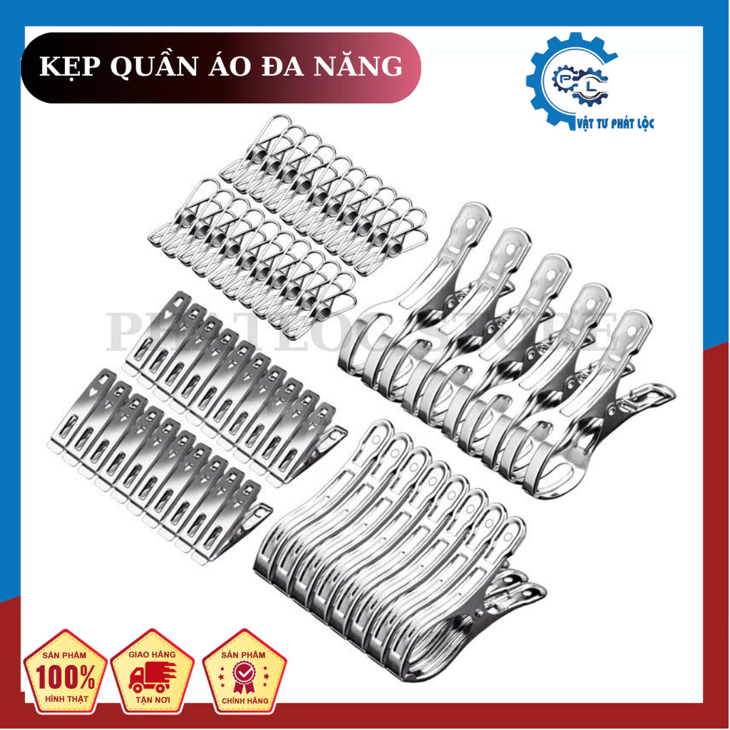 Kẹp tổng hợp theo bộ INOX 304 Phơi Đồ, Kẹp Treo Đồ Đa Năng Nhiều Kích Cỡ, kiểu dáng lựa chọn