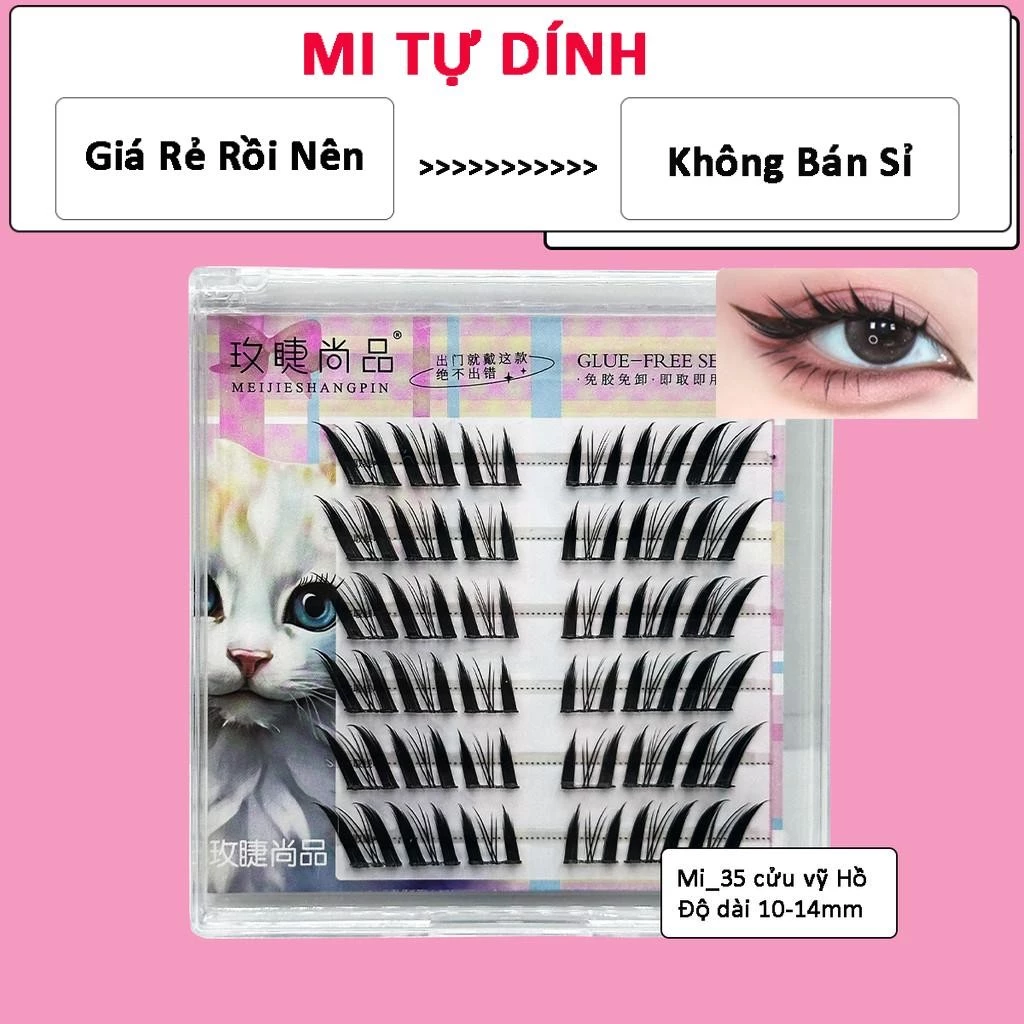 Mi_35 Cửu vỹ Hồ Mi Giả Meijieshangpin Tự Dính Không Cần Keo, Form Mi Mỏng Nhẹ, Tái Sử Dụng, Cho Người Mới