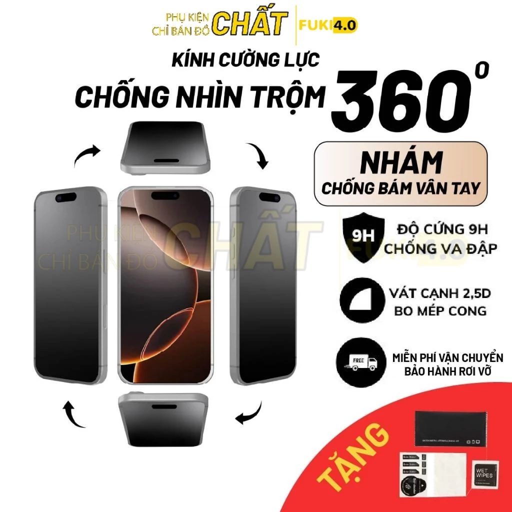 Kính cường lực Iphone chống nhìn trộm 360 độ, nhám chống bám vân tay ip x xr xs max 11 12 13 14 15 16 16 17 18 promax