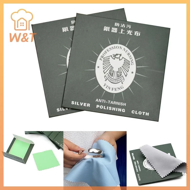 [W&T]Set 10 khăn lau trang sức màu bạc chống mài mòn be2vn