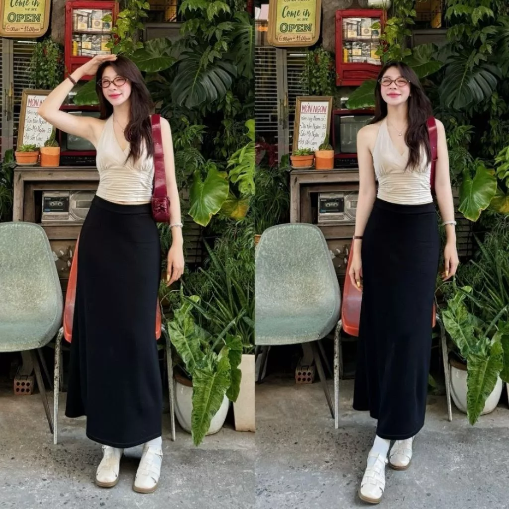 Chân Váy Đen Dáng Dài Form Midi Co Dãn (ẢNH THẬT)M888 - Fashion 73