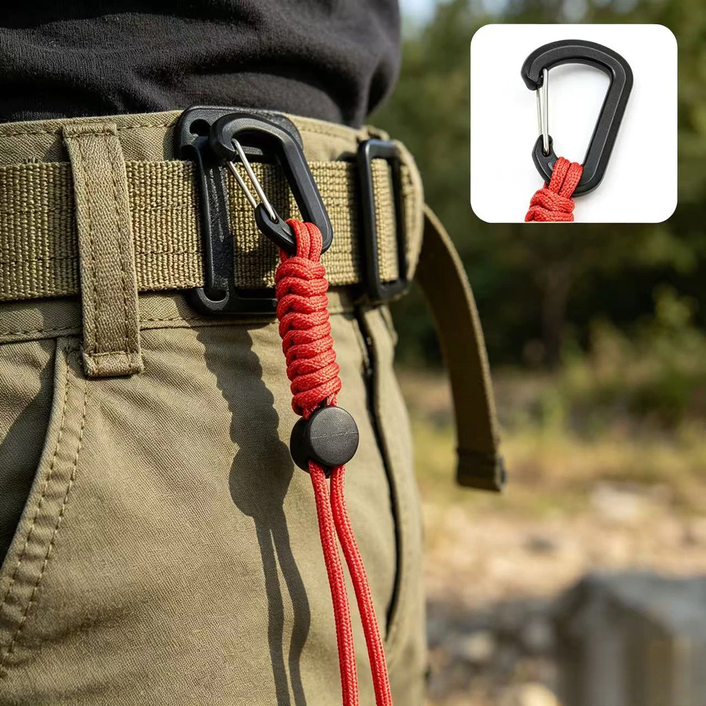 Paracord Móc Khóa Dây Chịu Lực Chiến Thuật với Carabiner - Phụ Kiên Cắm Trại và Sinh Tồn