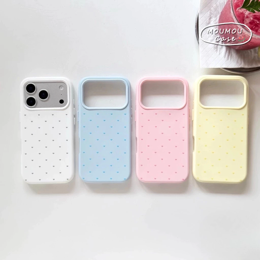 Ốp Lưng IPhone 16 13 11 17 15 14 XR 12 Pro Max 7 8Plus XS X Max Bìa Da Họa Tiết Trái Tim Nhiều Màu Sắc Ngọt Ngào