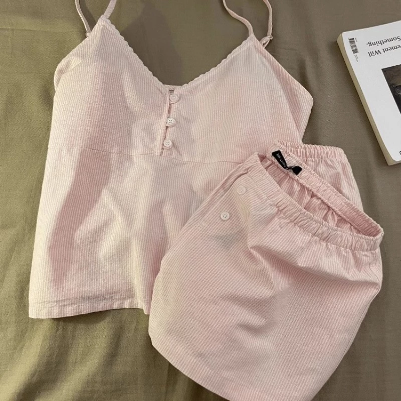 Bộ Đồ Ngủ Nữ Cotton New Cloud Mùa Hè Tay Ngắn Họa Tiết Hoạt Hình Dễ Thương Mặc Nhà