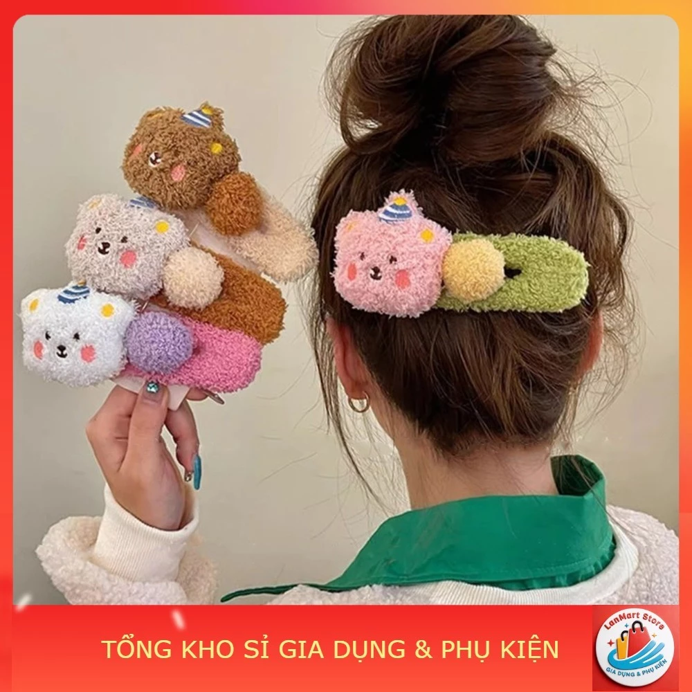 Kẹp Tóc Gấu Bông càng cua sang trọng, dễ thương cho nữ - Kẹp dài 12cm mới nhất siêu xinh