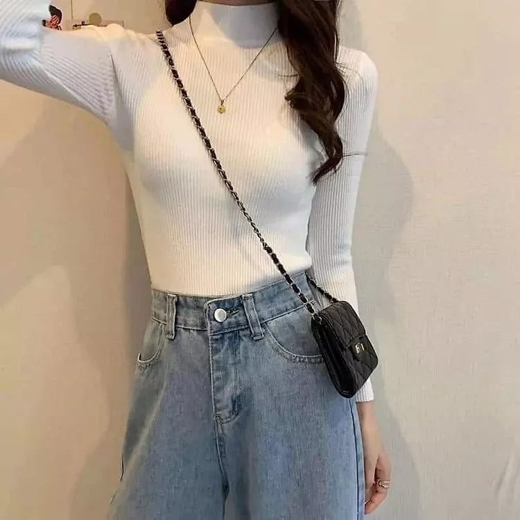 Áo Giữ Nhiệt Nữ Cổ 3 Phân Ôm Body, Áo Thun Dài Tay Giữ Ấm Basic Cotton Mềm Mịn Tôn Dáng Hottrend Phong Cách Hàn Quốc