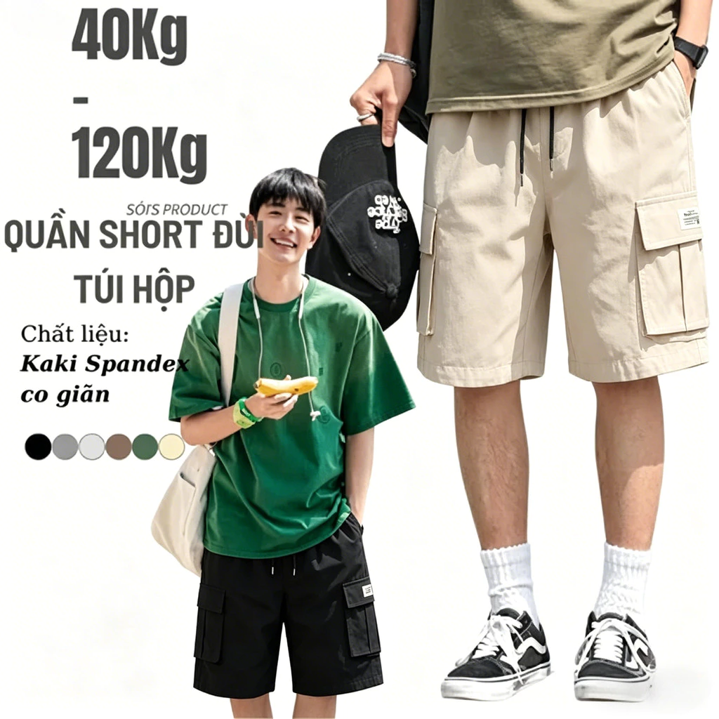 40-80kg Quần SHORT KAKI Nam Nữ TÚI HỘP Thời Trang BIGSIZE UNISEX