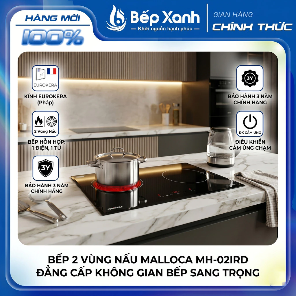 [CHÍNH HÃNG] Bếp Điện 2 Vùng Nấu Malloca MH-732 IN/ MH-02IRD - Bảo Hành 3 Năm