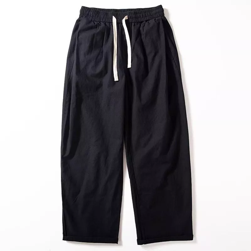 Quần nam mùa hè vải lanh cotton, ống rộng, dáng thẳng