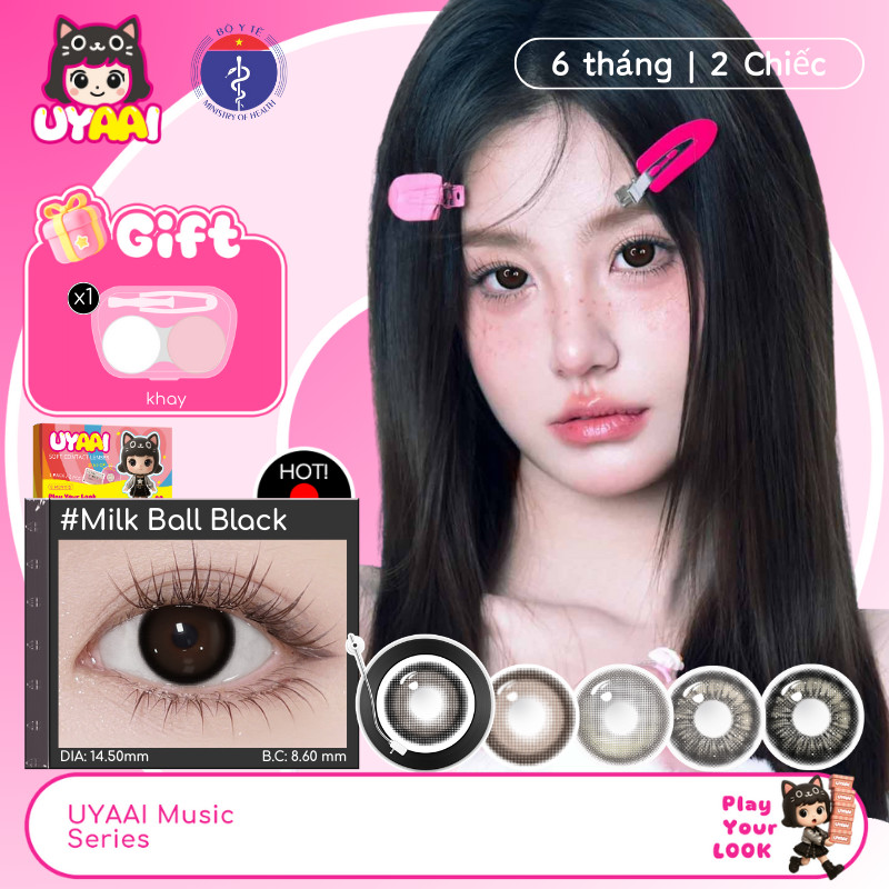 Kính áp tròng UYAAI Moonlight/Snowball/Milk Ball Màu Đen/Nâu Kính Lens cận Mắt…