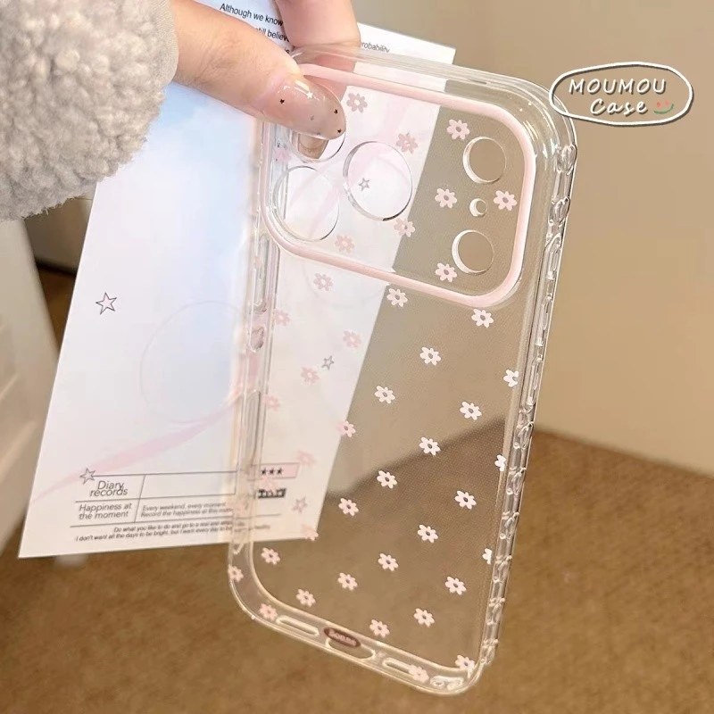 Ốp Lưng IPhone 16 11 17 13 14 15 12 Pro Max 16 7 8 Plus XR X XS MAX Ốp Lưng Trong Suốt Họa Tiết Hoa Hồng Ngọt Ngào