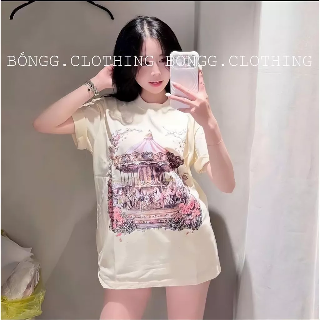 Áo Thun In Hình Đu Quay Siêu Hot Cao Cấp Chuẩn Đẹp Dày Dặn Thoáng Mát Cổ Tròn Top Hottrend Nam Nữ