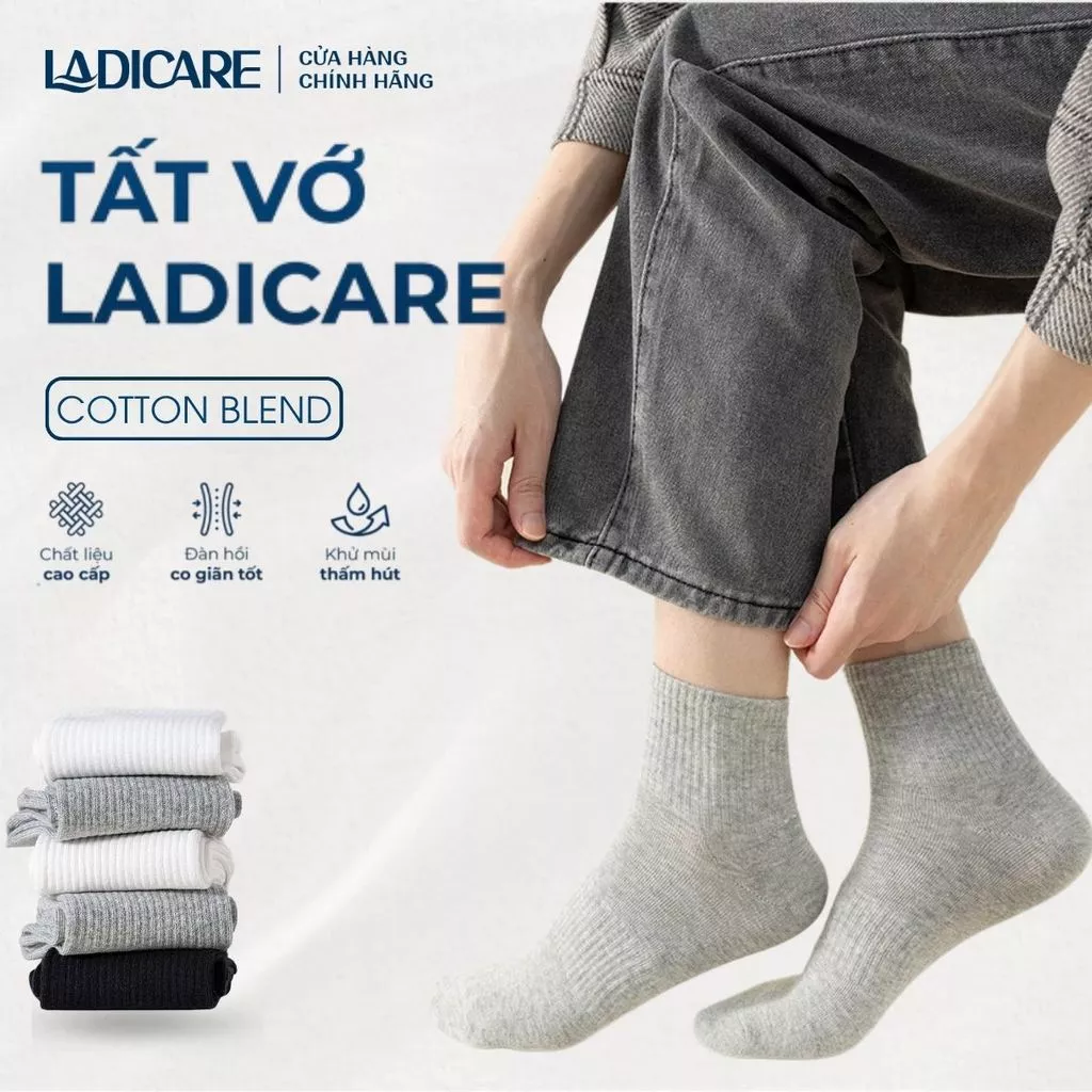 Tất cổ trung nam nữ LADICARE 5 tặng 1 chất liệu cotton cao cấp dày dặn, thấm hút tối đa, thoáng khí cả ngày
