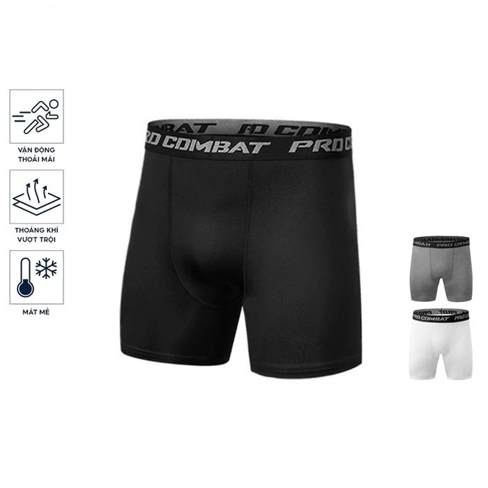Quần Lót Nam  Combatize Chạy Bộ Vải Cotton Cao Cấp Form Bó Legging Dài Giữ Nhiệt Boxer