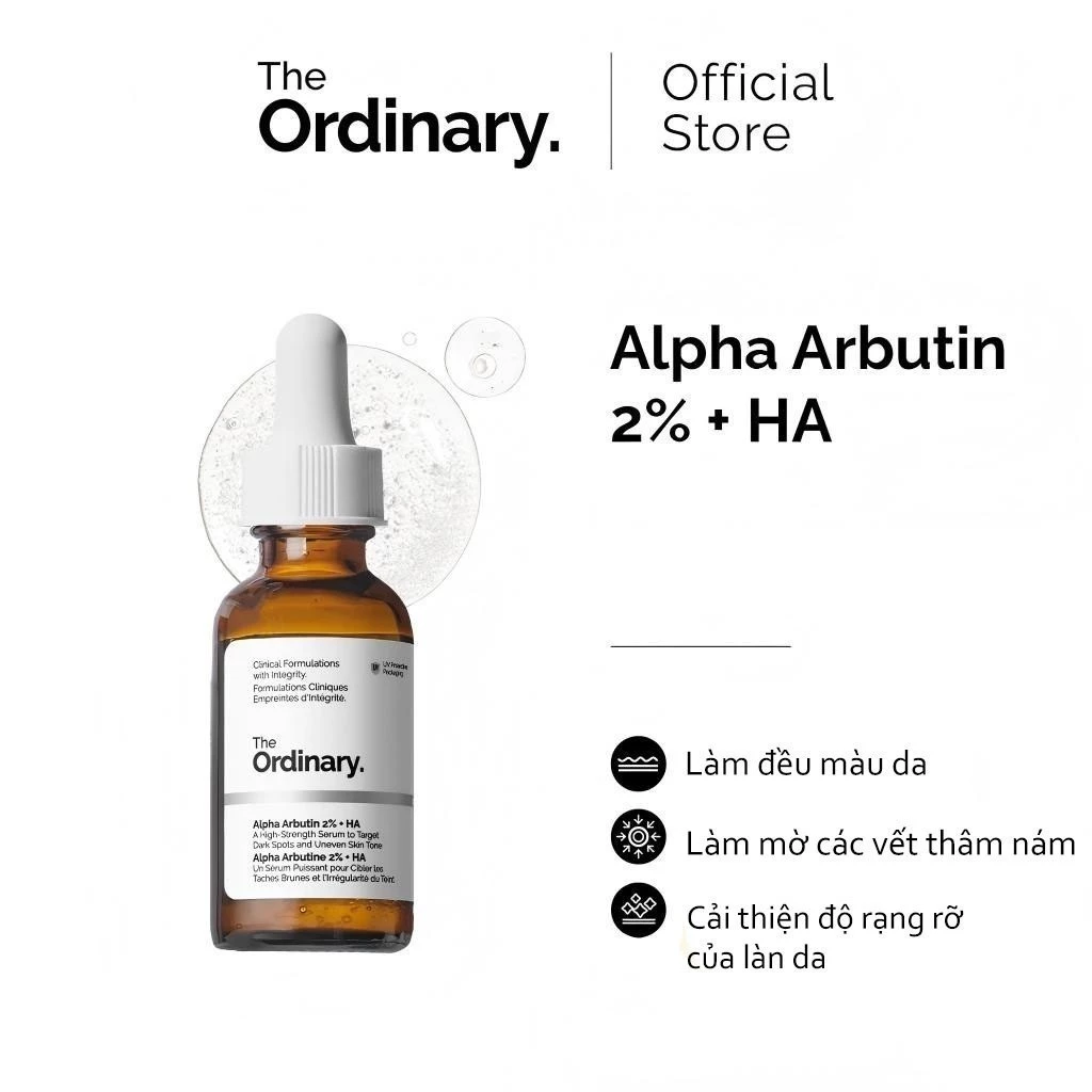 The Ordinary Alpha Arbutin 2% + HA Tinh Chất Dưỡng Trắng Chăm Sóc Da 30ML/60ML