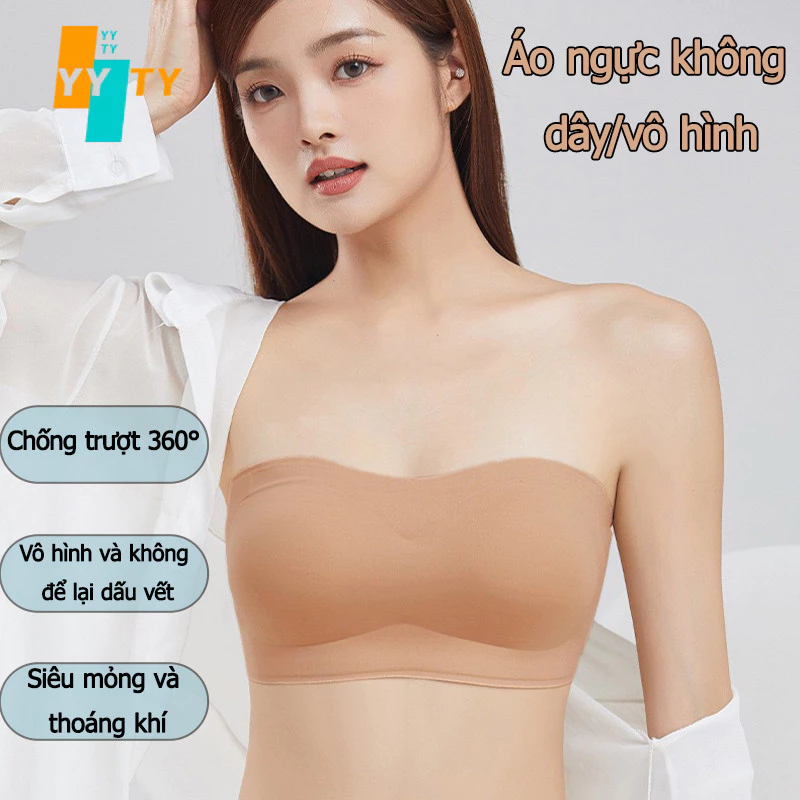 Áo ngực quây không dây, không gọng, chống trượt chống tuột chống tụt, đệm mỏng, chất su đúc, hai bên có silicon