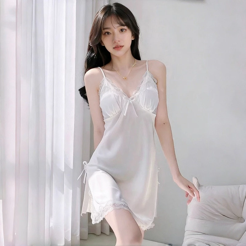 Váy ngủ bằng lụa băng Satin | Pure Desire Style Design Smooth Homewear Suit