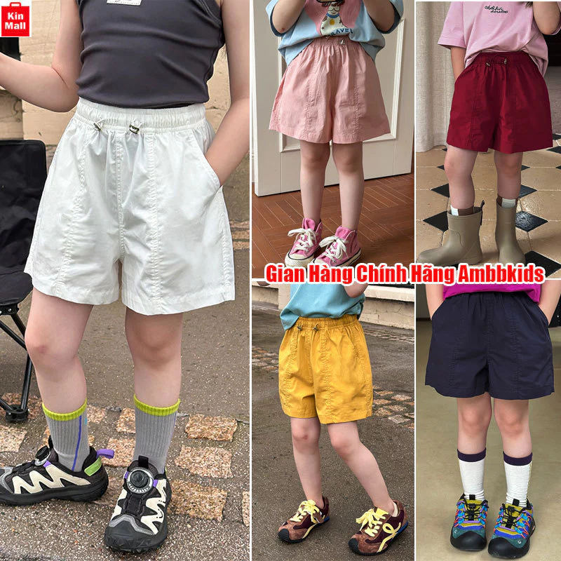 NEW (10-45kg) Quần Short Mùa Hè Cho Bé Gái, chất vải mỏng mềm nhẹ thoáng mát nhanh khô - chính hãng AMBBKIDS