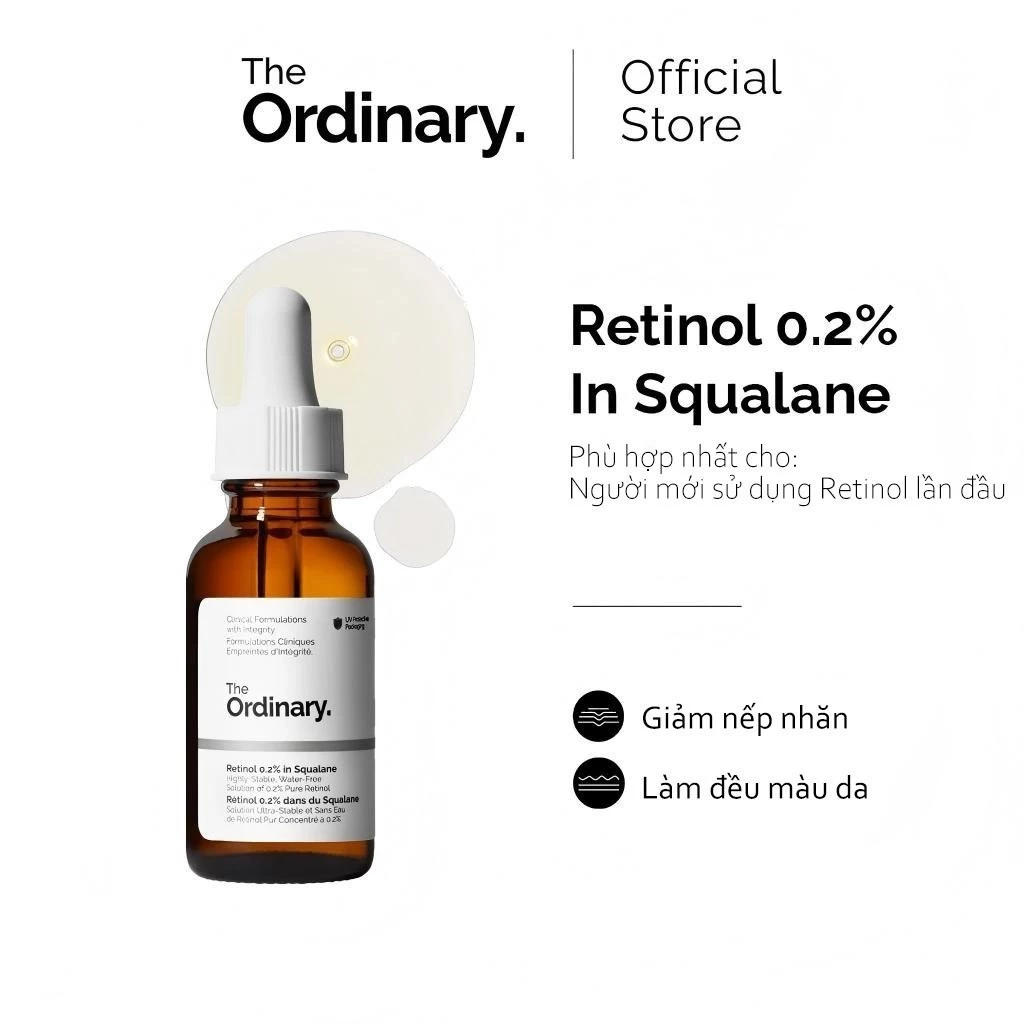 The Ordinary Retinol 0.2% In Squalane 30ML chống lão hoá, sạm, nám retinol serum chống lão hoá chăm sóc da mặt