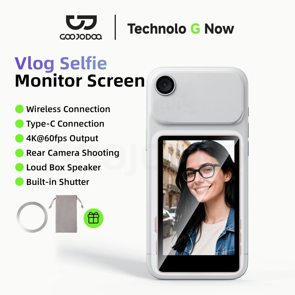 Màn hình selfie từ tính Cầm tay Goojodoq 1500mAh, kết nối không dây ổn định, điều khiển chụp ảnh Bluetooth 4K 60FPS