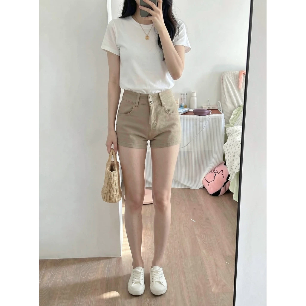 DaDuHey New American Ins High Street Retro Denim Shorts Niche High Waist Wide Leg Pants Large Size Hot Pants