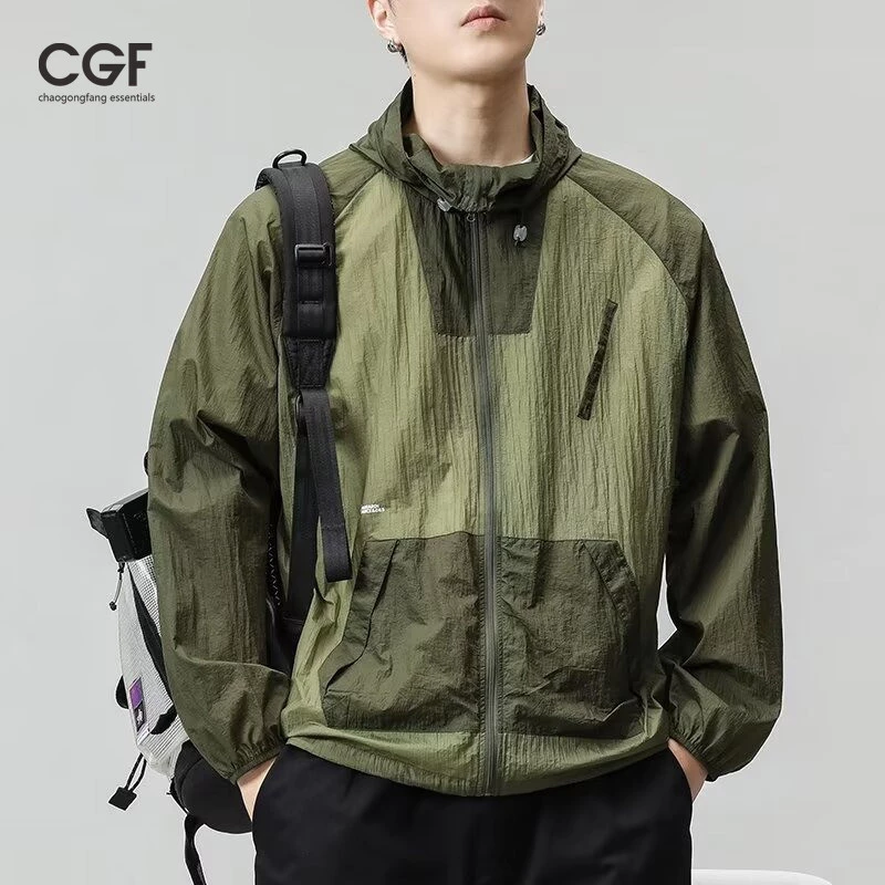 Áo khoác chống nắng UPF50 nam, thiết kế mũ bảo vệ, thoáng khí lý tưởng cho mùa hè