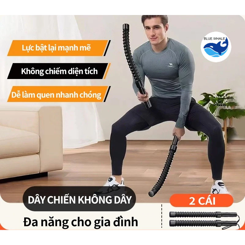 Thanh tập kháng lực đàn hồi lò xo đa năng cho bài tập tay, vai, ngực và toàn thân