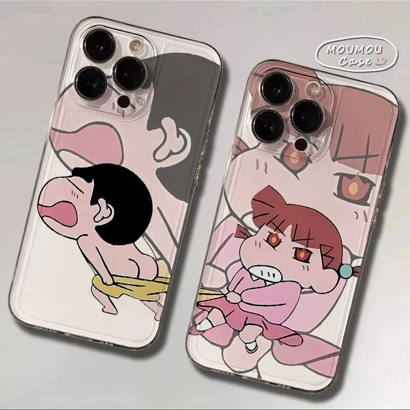 Ốp Lưng IPhone 17 11 16 13 14 15 12 Pro Max 8 7 16 15 Plus XR X XS MAX Cặp Đôi Quần Kéo Crayon Shinchan Vỏ Trong Suốt
