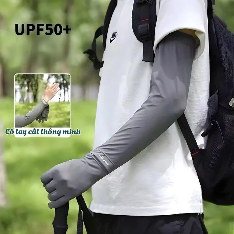Găng Tay Chống Nắng Nam Nữ Dài Tay UPF50+ Chống UV Vải Lụa Thoáng Khí Lái Xe, Thể Thao Ngoài Trời