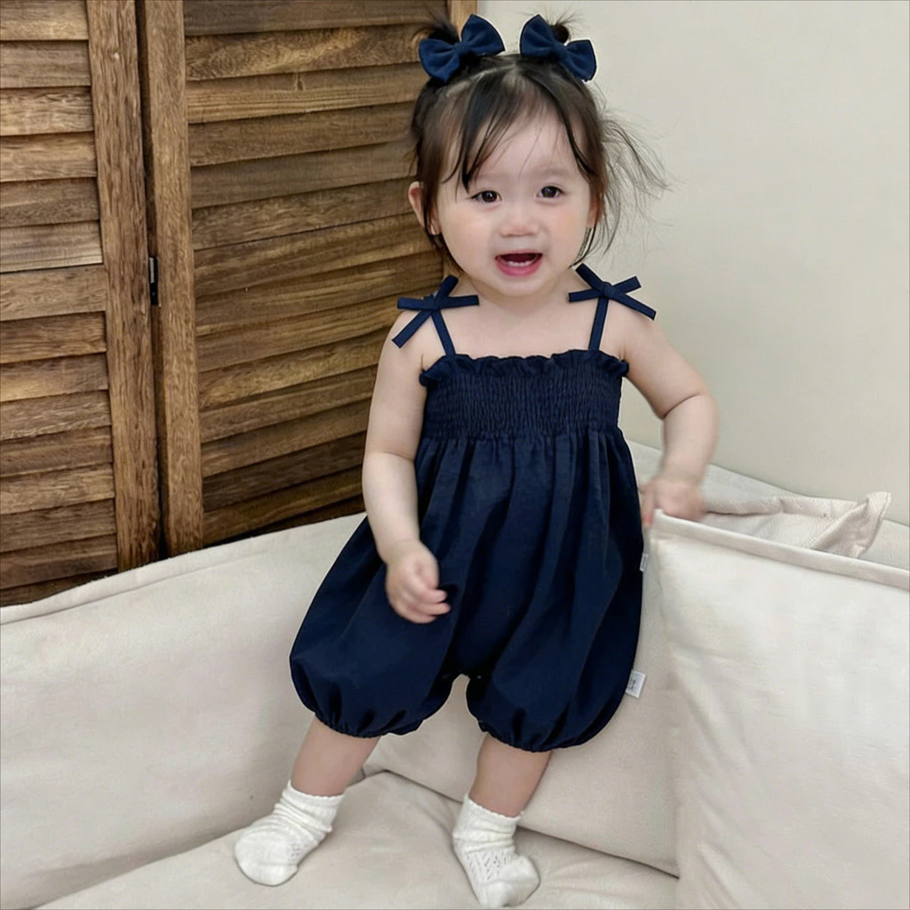 Bộ áo liền quần Cotton không tay họa tiết hoa mùa hè cho bé 0-24 tháng Quần áo trẻ em