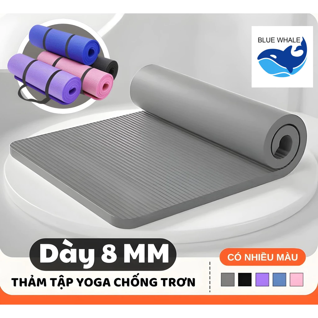 Thảm Yoga Thảm Gym Thảm Pilates NBR 2 Lớp Dày 10mm Chống Trượt 183cm x 61cm