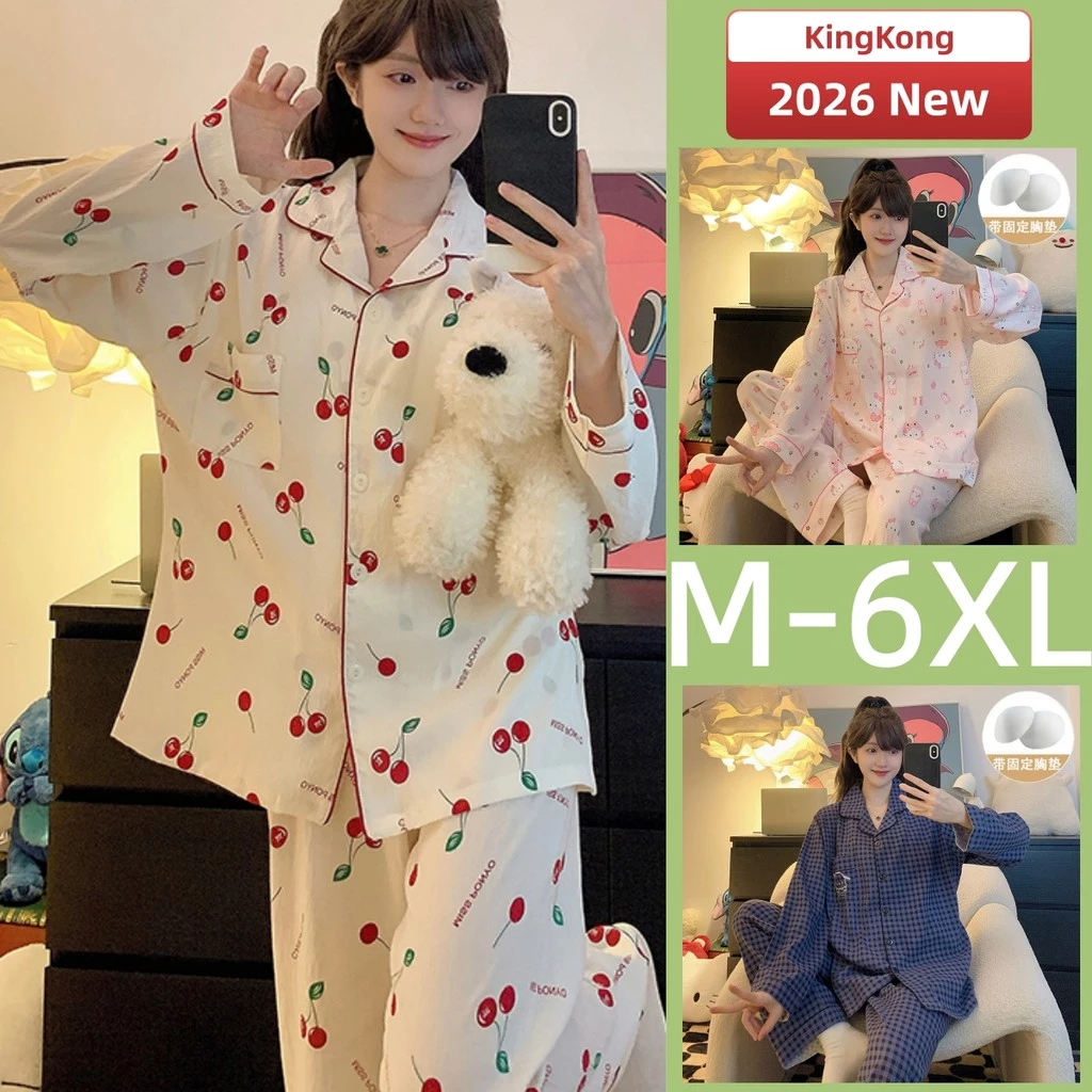 Bộ Đồ Ngủ Nữ Cotton Dài Tay Phù Hợp Xuân Thu, M-6XL