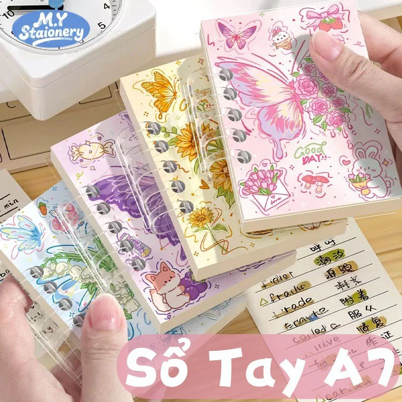Sổ Tay A7 Bỏ Túi M.Y 80 Trang – Hình Bướm, Bìa Cứng Chống Nước