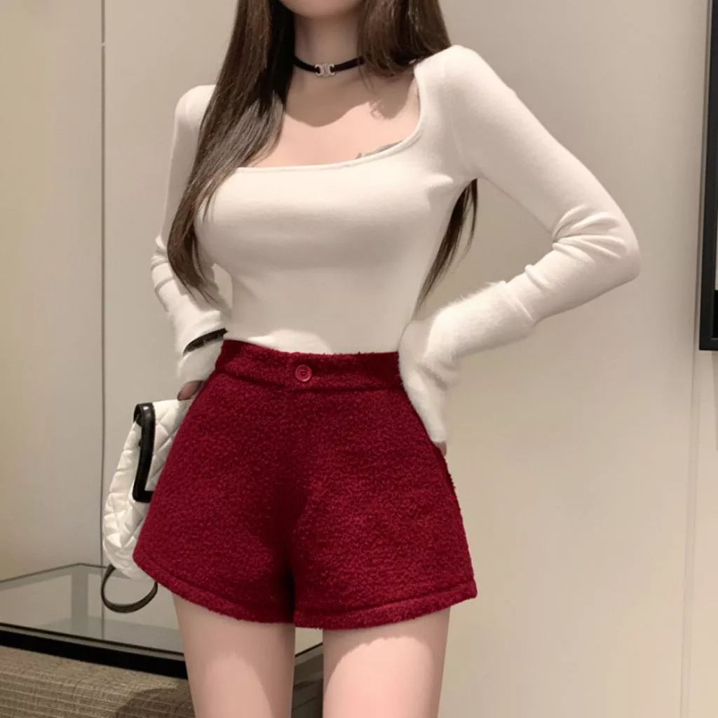 Quần Short Nữ Vải Lông Dáng Ngắn Lưng Cao Kiểu Dáng Nhẹ Nhàng Nữ Tính Q1594 - Fashion 73