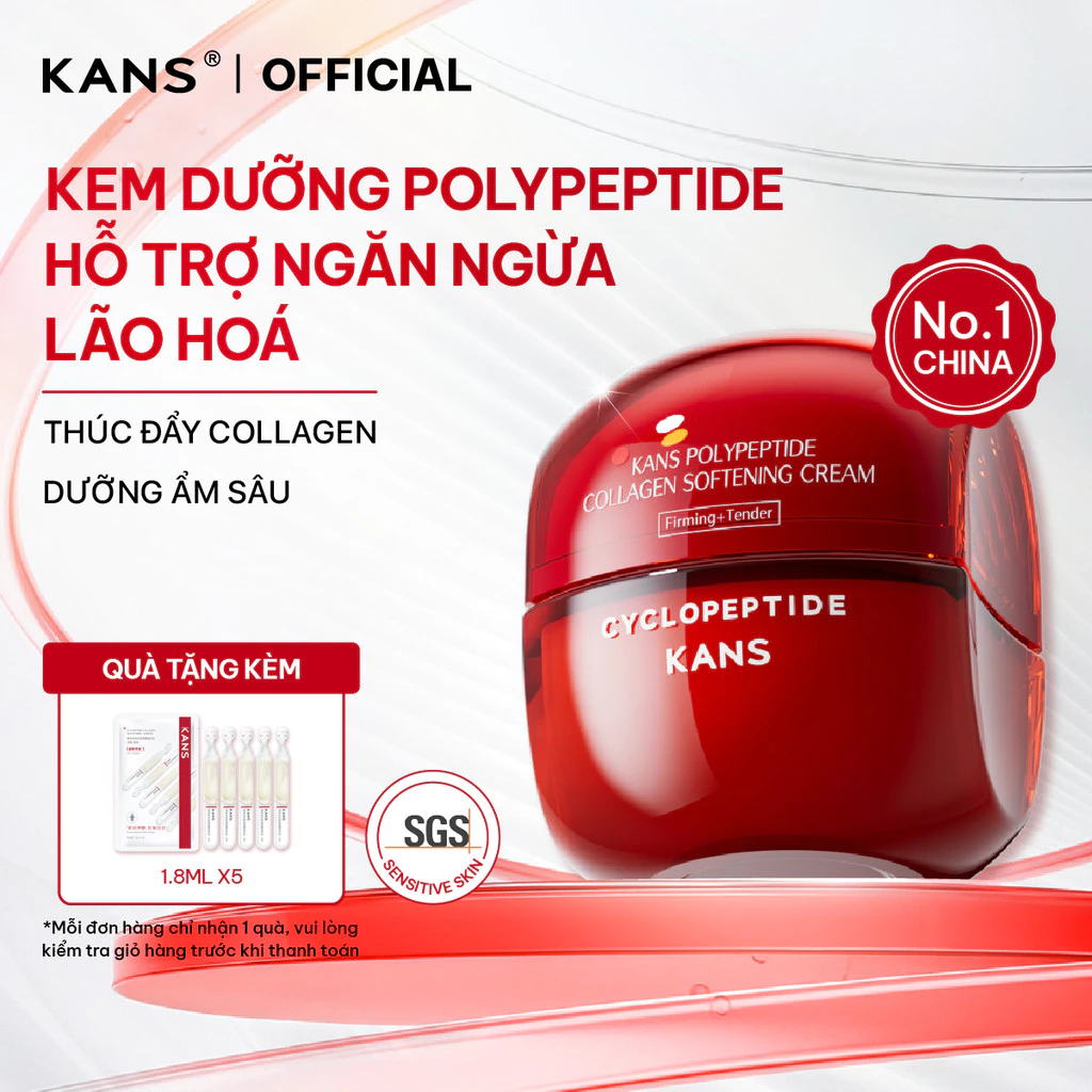 KANS Kem Dưỡng Chống Lão Hóa giúp Phục Hồi, Săn Chắc, Làm Mờ nếp nhăn, đốm nâu, Làm Sáng Da Polypeptide Collagen 50g
