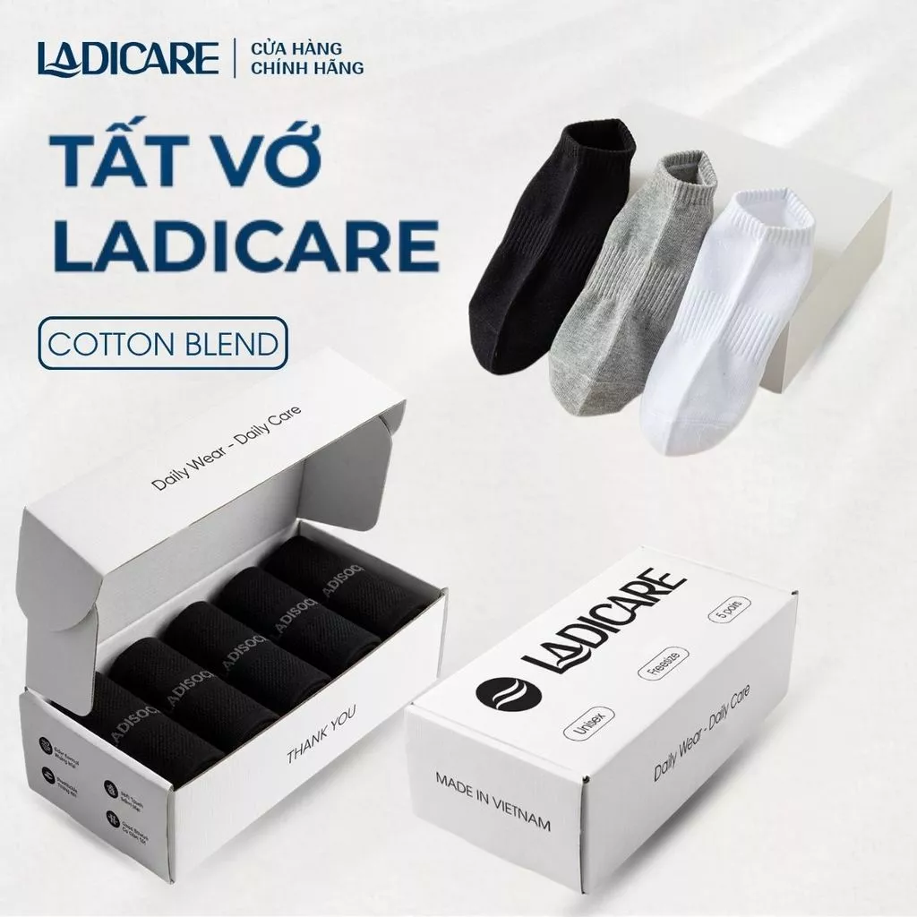 Tất vớ trơn cổ trung, cao, thấp nam nữ LADICARE cotton cao cấp, êm ái co dãn thoáng khí khử mùi, thấm hút tối đa