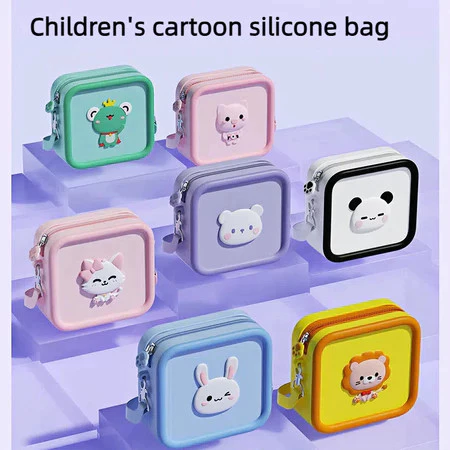 🐣🐣Túi crossbody hoạt hình trẻ em, túi camera silicon, chống thấm nước và chống mòn