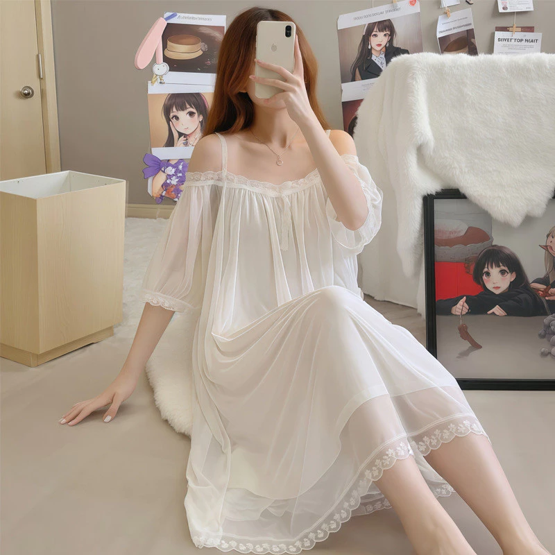Bộ Đồ Ngủ Gợi Cảm Có Miếng Lót Ngực Nữ Nguyên Chất Desire Phong Cách Dài Gạc Ren Rời Size Lớn Sling Váy Ngủ Nhà Dịch Vụ