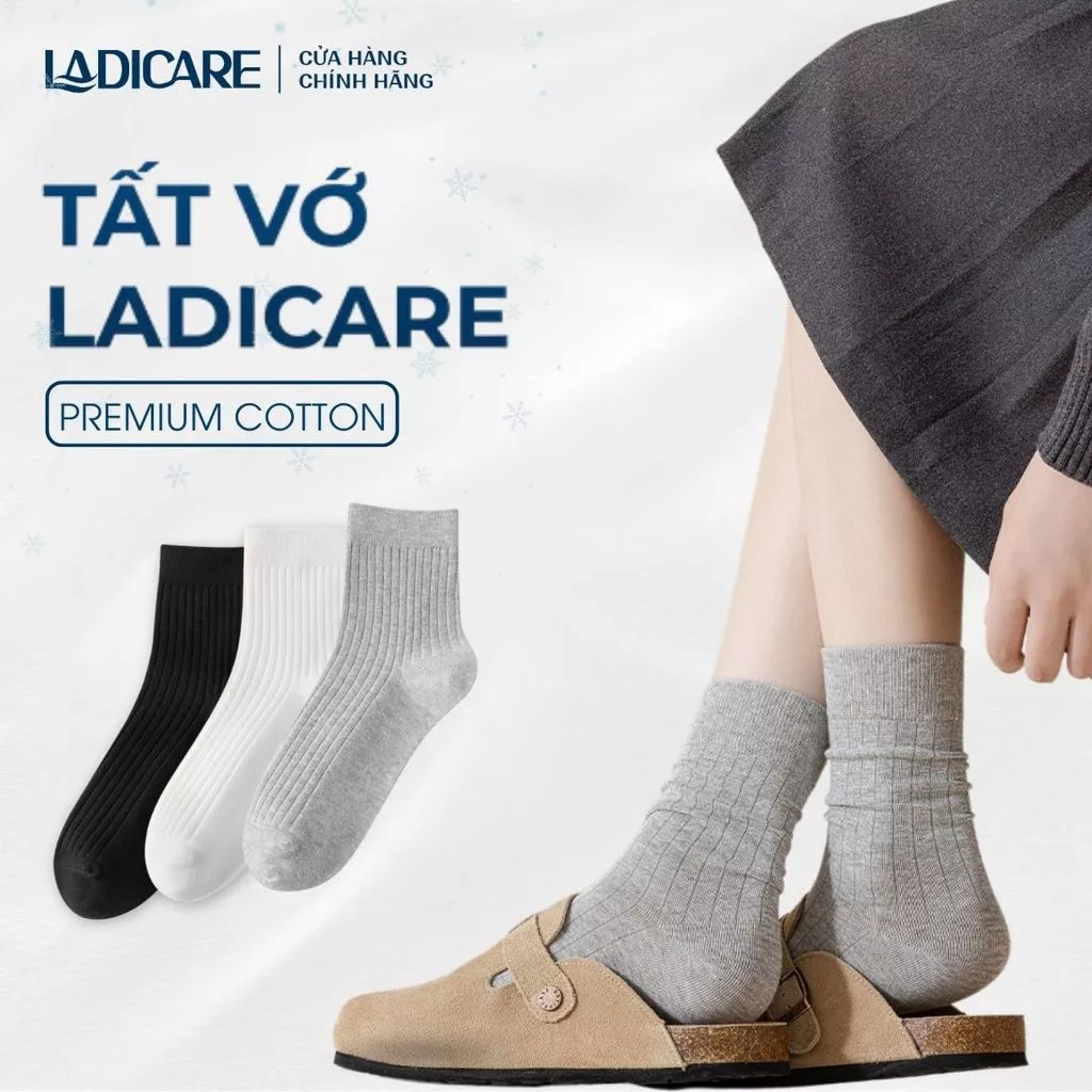 Tất trắng trơn cổ ngắn, cổ trung, cổ cao LADICARE phong cách basic, chất liệu sợi tự nhiên co dãn thoáng khí