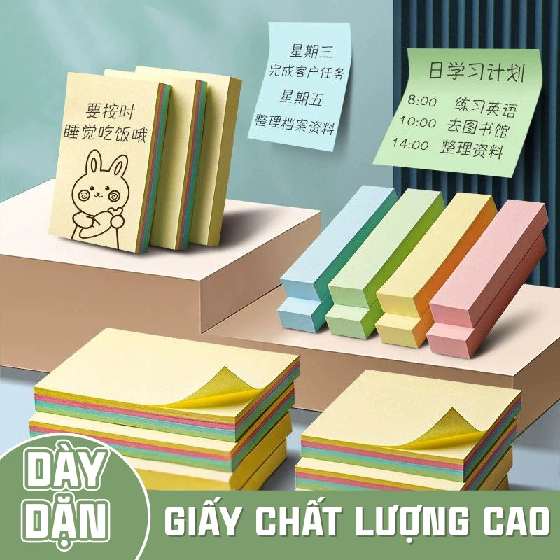 Giấy Ghi Chú Trơn Đơn Giản – Giấy Note Nhiều Màu 100 Tờ, Dán Chắc Không Rơi