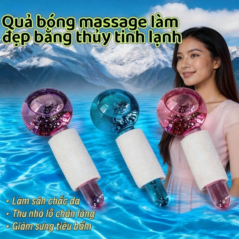 MASSAGE MẶT. QUẢ CẦU THỦY TINH LẠNH. SĂN CHẮC DA, THU NHỎ LỖ CHÂN LÔNG，GIẢM SƯNG TẤY，CHƯỜM NÓNG/LẠNH