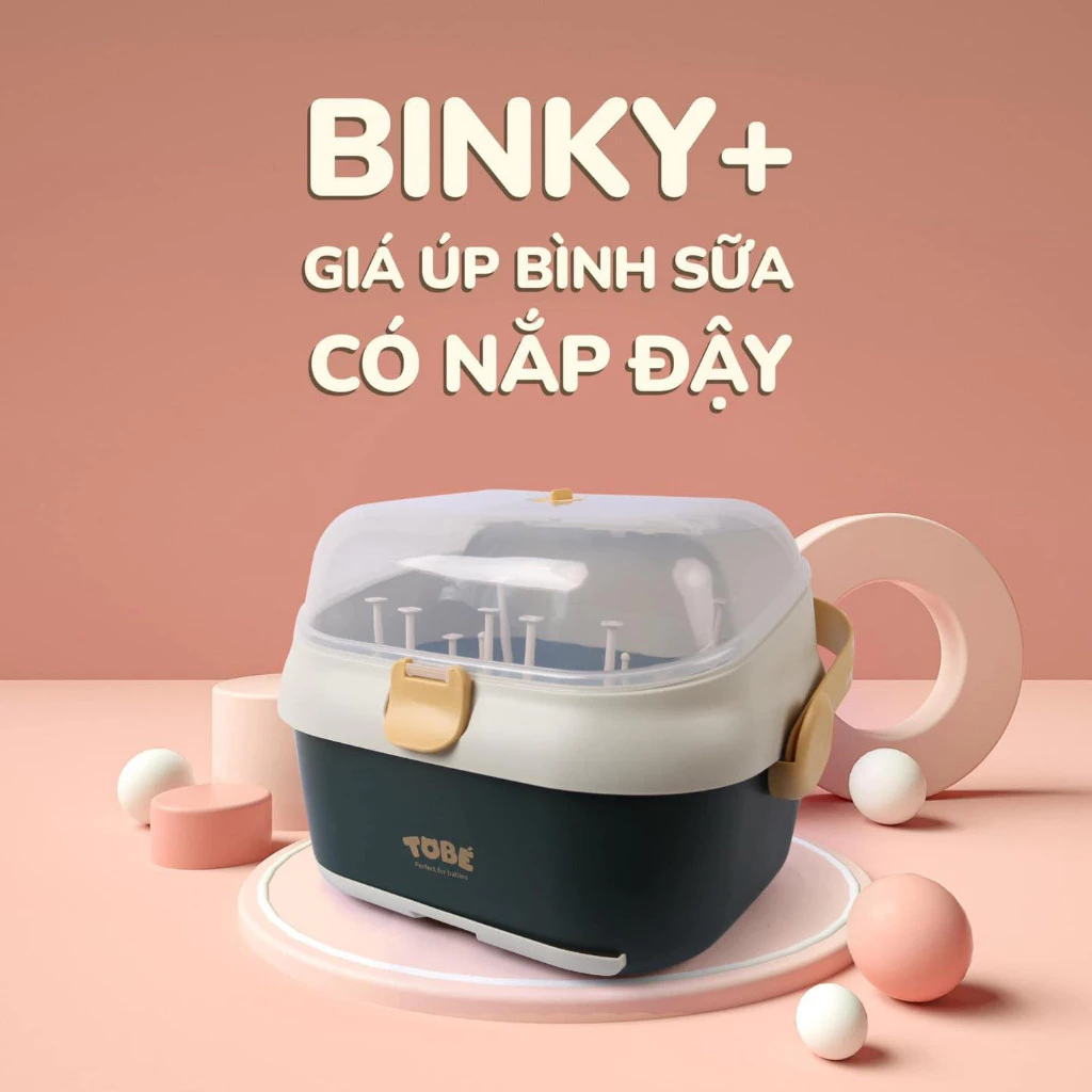 🍼 Giá Úp Bình Sữa Có Nắp Binky Plus ToBé Chính Hãng - Nhựa PP An Toàn Chống Bụi Bẩn