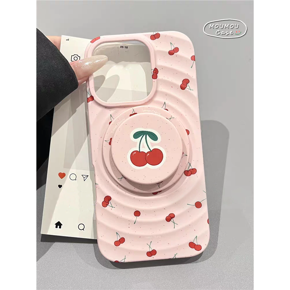 Ốp Lưng IPhone 17 13 16 11 15 12 14Pro Max 16 17Plus XR X XS Max Vỏ Mềm Thu Hút Từ Tính Màu Đỏ Anh Đào Ngọt Ngào