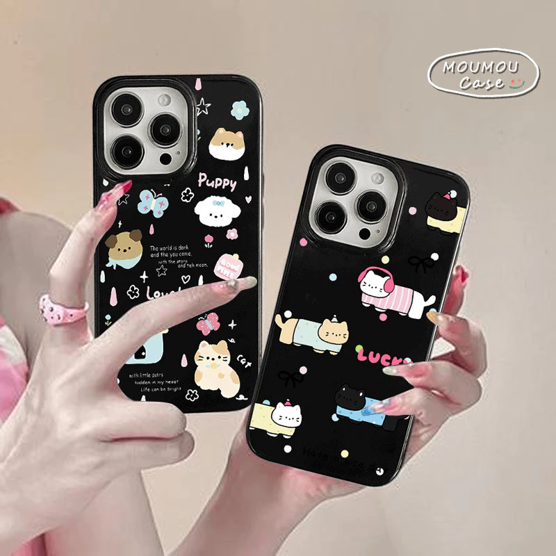 Ốp Lưng IPhone 17 11 13 16 15 14 12 Pro Max Air 17 13 16 15 Pro Bìa Bóng Mịn Hình Chú Cún Con Hoạt Hình