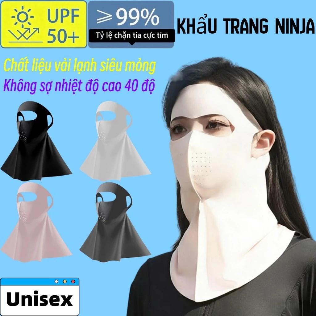 Khẩu trang chống nắng vải lạnh UPF50+,vải thun lạnh dài che,Thiết kế lỗ thở,Fashion chống UV,Chống bụi