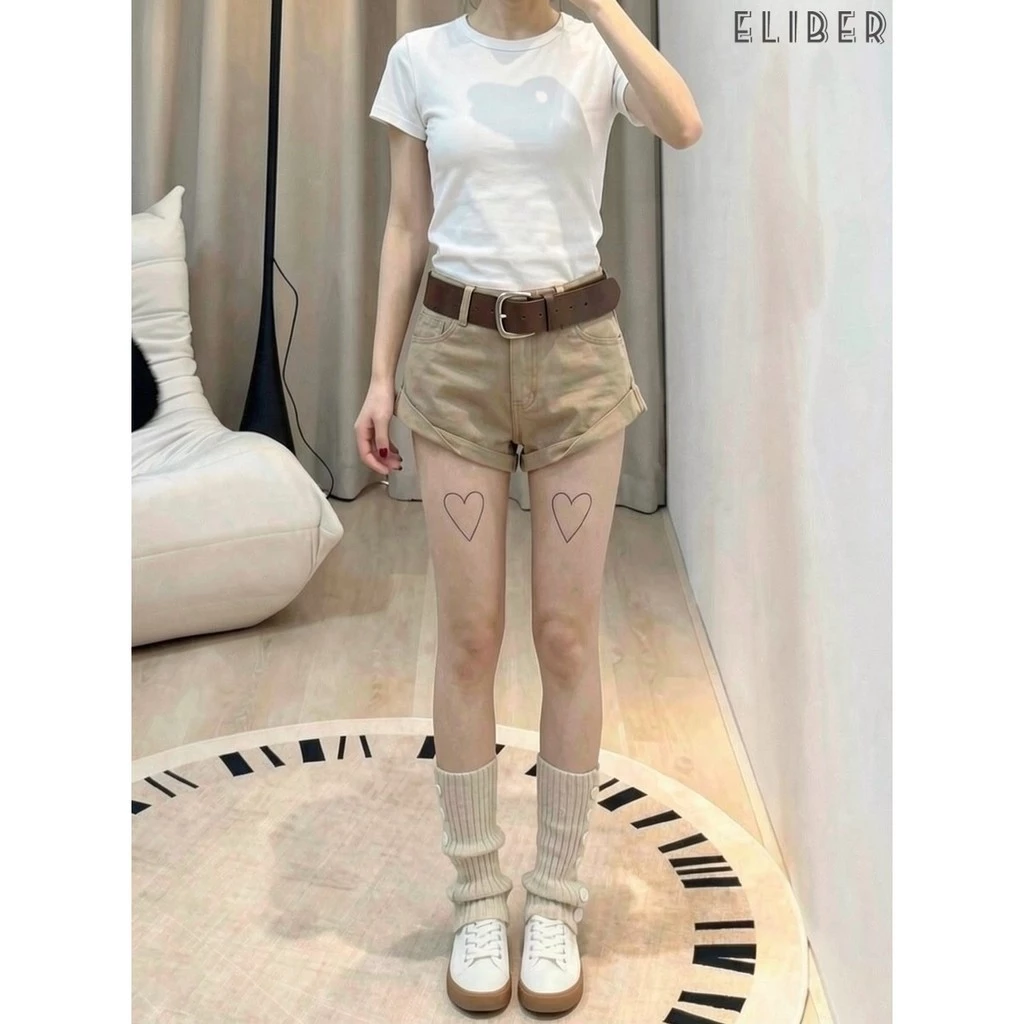 DaDuHey New American Ins High Street Retro Denim Shorts Niche High Waist Wide Leg Pants Large Size Hot Pants