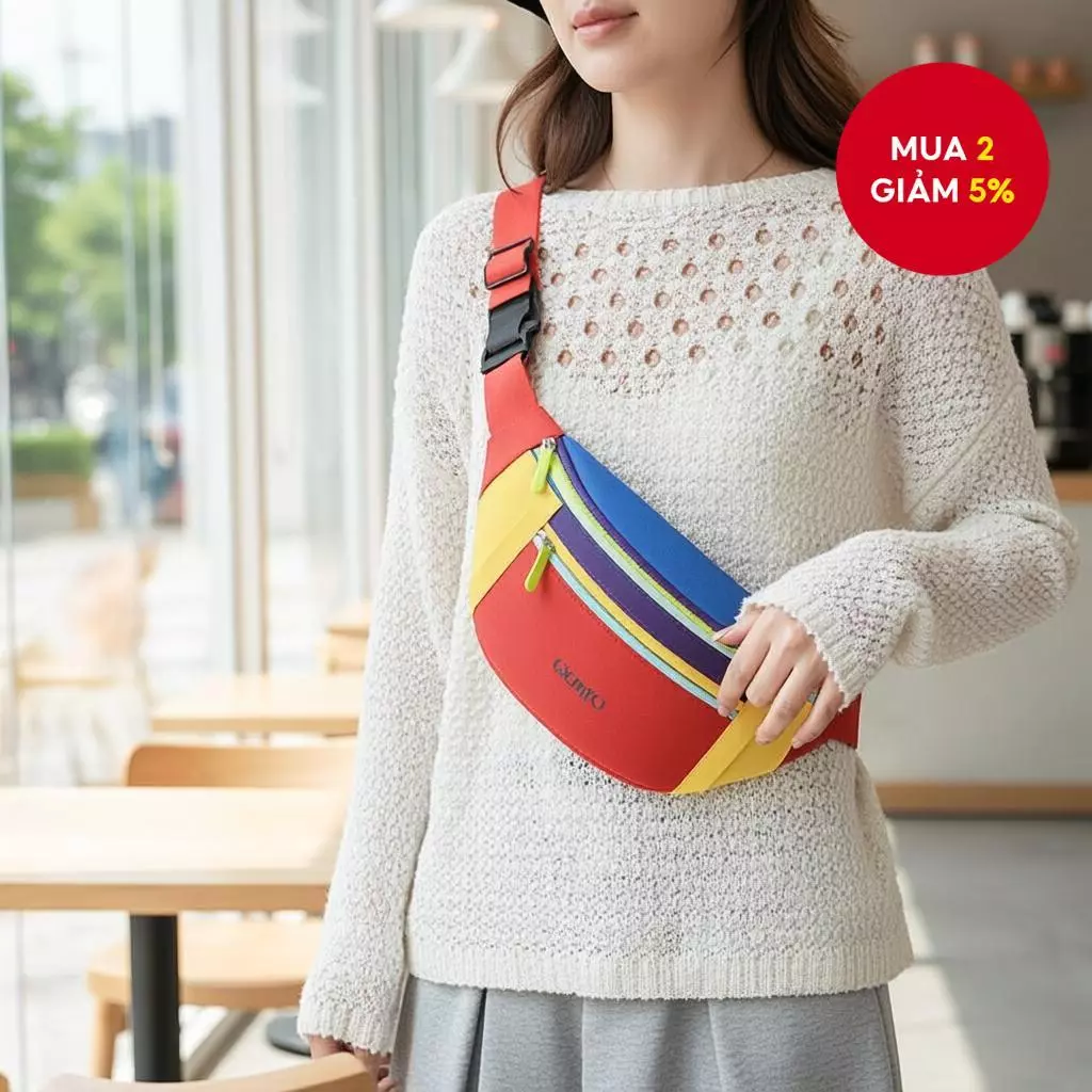 Túi đeo chéo thời trang màu sắc tương phản cho nữ, sức chứa lớn và nhẹ, lý tưởng sử dụng hàng ngày