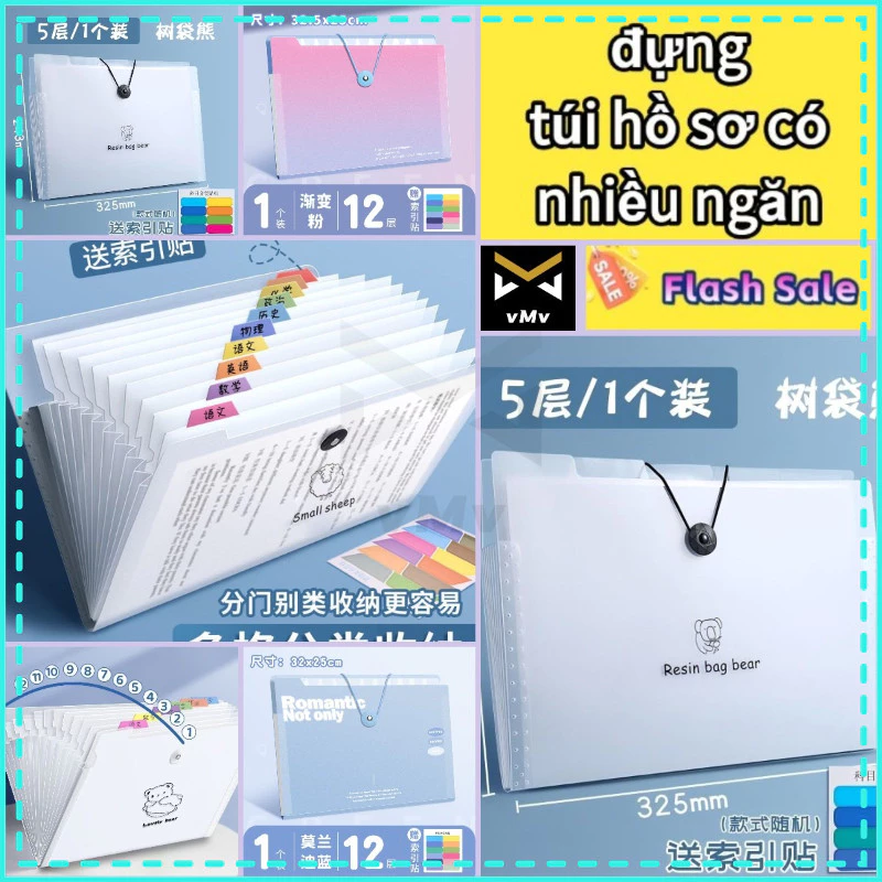 ✨ vMv ✨ File đựng tài liệu văn phòng phẩm Túi đựng tài liệu DecorMe tệp đựng tài liệu nhiều ngăn kẹp tài liệu A4 đựng