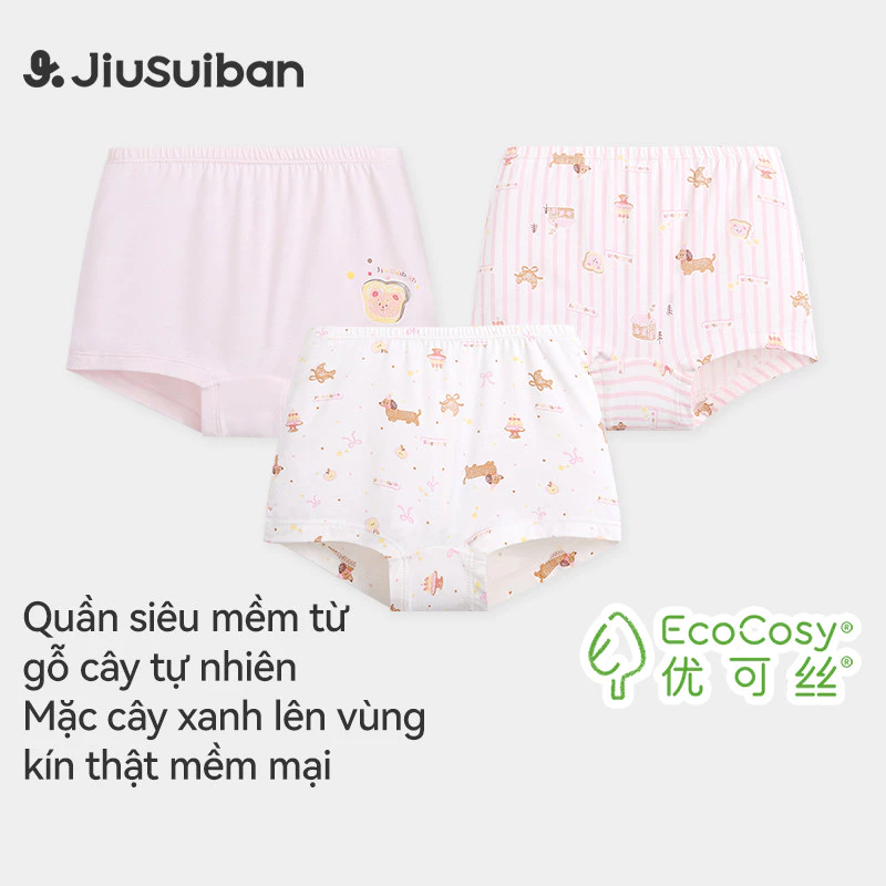JiuSuiban Bé Gái Boxer Quần Đùi 3 Chiếc Thoáng Khí Ukesi Rừng Oxy Cảm Giác Hai Lớp Lụa Bên Trong Đáy 7A Kháng Khuẩn Độ Đàn Hồi Cao Chống Kẹp Hông