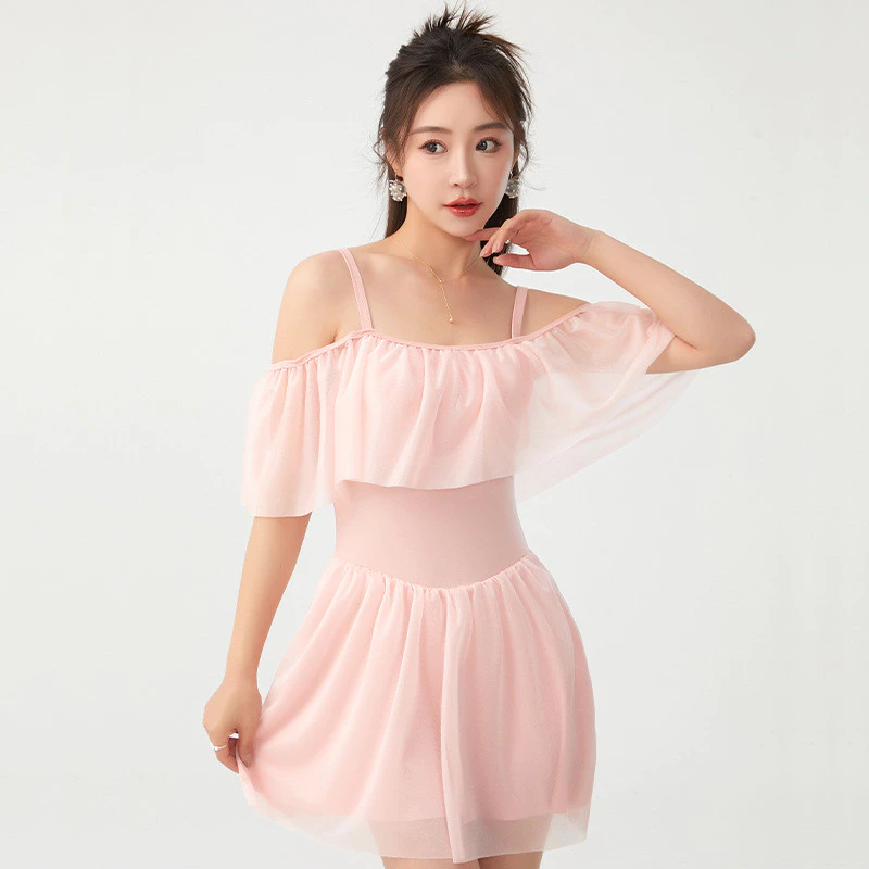 Phong cách nhịp tim kỳ nghỉ xuân nóng bỏng!Đồ bơi một mảnh màu trơn cảm giác nữ tính, bảo thủ che thịt tươi dễ thương